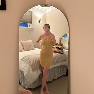 Yellow knit mini dress